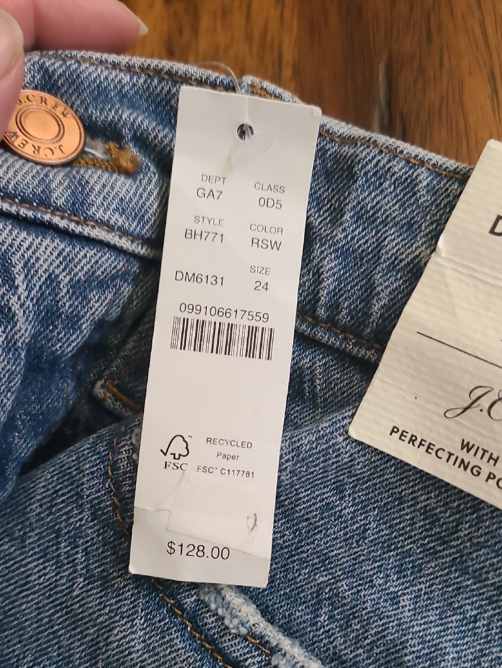 J. Crew 9” Billie Demi Boot Crop Jeans Distressed. Size 24. New - Picture 4 of 8